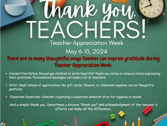 Teacher Appreciation Week May 6th to 10th