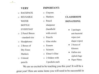 2nd Grade School Supply List 2024 2025