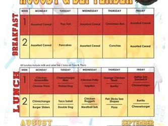 August and September Elementary Lunch Menu