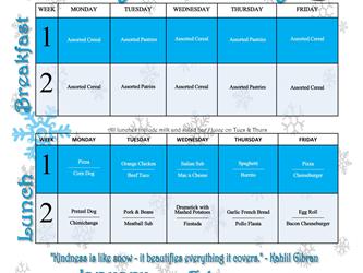 January and Feb. Lunch Menu